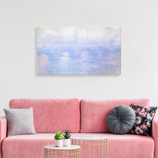 Waterloorbrug, met een mist-effect van Claude Mone Canvas Afdruk (Insitu (Woonkamer))
