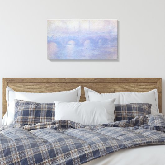 Waterloorbrug, met een mist-effect van Claude Mone Canvas Afdruk (Insitu (Slaapkamer))