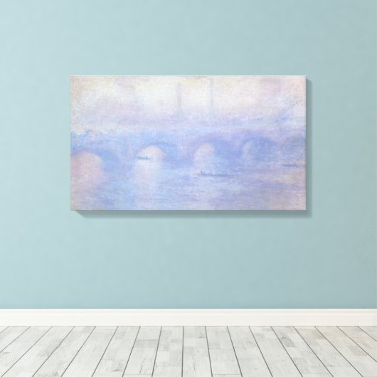 Waterloorbrug, met een mist-effect van Claude Mone Canvas Afdruk (Insitu (Houten vloer))