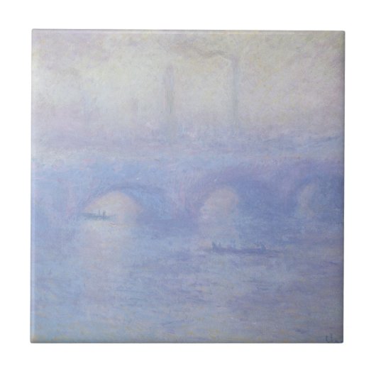 Waterloorbrug, met een mist-effect van Claude Mone Tegeltje (Voorkant)