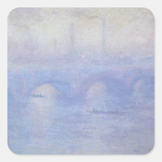 Waterloorbrug, met een mist-effect van Claude Mone Vierkante Sticker (Voorkant)