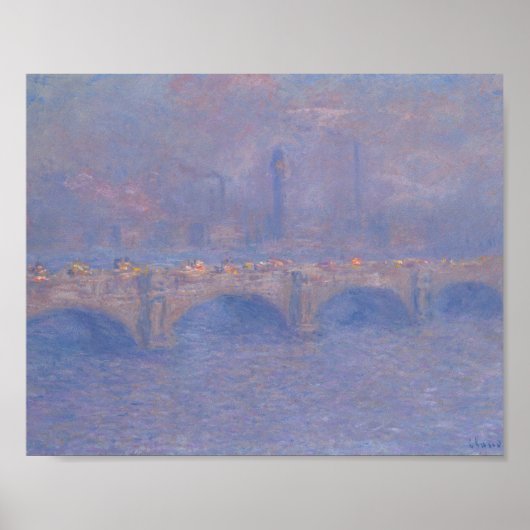 Waterloorbrug zonlicht-effect Monet schilderen Poster (Voorkant)