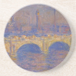 Waterloorbrug, zonlicht effect van Claude Monet Zandsteen Onderzetter