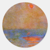 Waterloorbrug, zonlicht in de mist, ronde sticker (Voorkant)