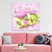 Waterluifmeelbloemen floranje doek canvas afdruk (Insitu (Woonkamer))