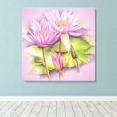 Waterluifmeelbloemen floranje doek canvas afdruk (Insitu (Houten vloer))