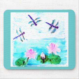 Waterly Flowers Schilderen met Dragonfly Muismat