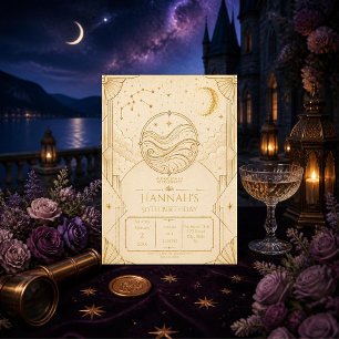 Waterman 50ste verjaardagsuitnodiging Goud Crème Kaart