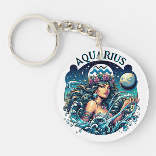 Waterman Aquarius Mooie Vrouw Astrologie Sleutelhanger