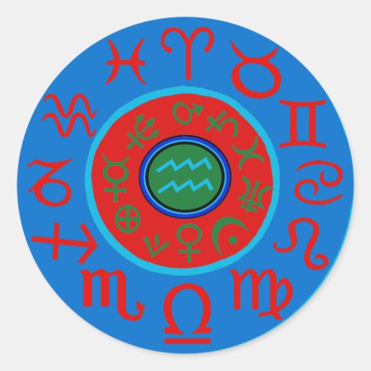 Waterman Astrologie Sterrenbeeld Ronde Sticker (Voorkant)