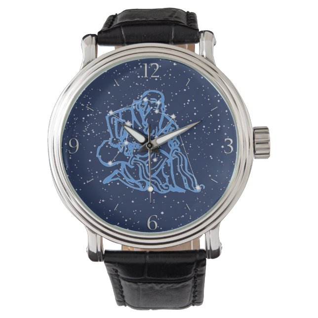 Waterman Astrologisch teken en sterrenbeeld Horloge (Voorkant)
