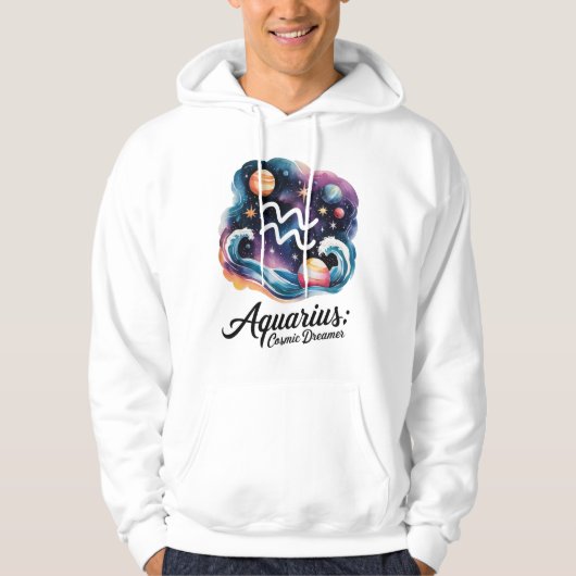 Waterman Cosmic Dreamer Waterverf sterrenbeeld Hoodie (Voorkant)