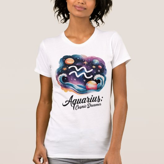 Waterman Cosmic Dreamer Waterverf sterrenbeeld T-shirt (Voorkant)