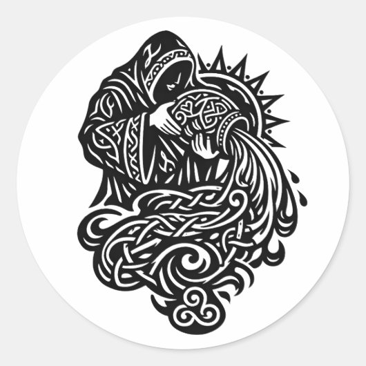 Waterman — De Waterdrager door BurnsInHell Ronde Sticker (Voorkant)