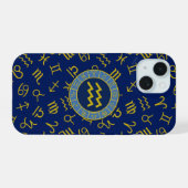 Waterman Dierenriem+Astrologie Symbolen Ptn Goud+B iPhone 15 Case (Achterkant horizontaal)