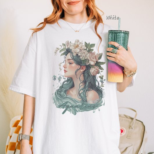 Waterman Dierenriem, Floral Woman, Botanische lief T-shirt