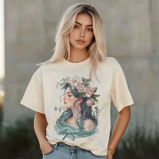 Waterman Dierenriem, Floral Woman, Botanische lief T-shirt