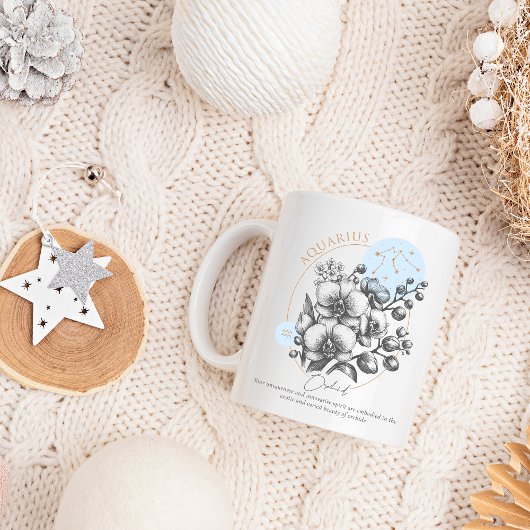 Waterman dierenriem geboorte bloem maand verjaarda koffiemok