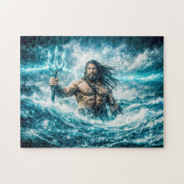 Waterman Dierenriem met Drie-tand Krijger in Storm Legpuzzel