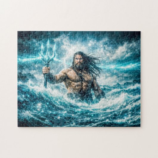 Waterman Dierenriem met Drie-tand Krijger in Storm Legpuzzel (Horizontaal)