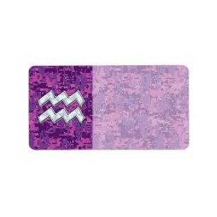 Waterman Dierenriem Symbool op fuchsia digitale ca Etiket