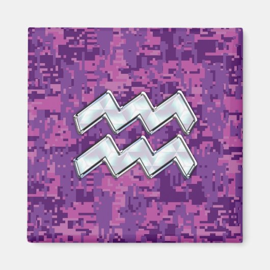 Waterman Dierenriem Symbool op Roze Digitale Camou Magneet (Voorkant)