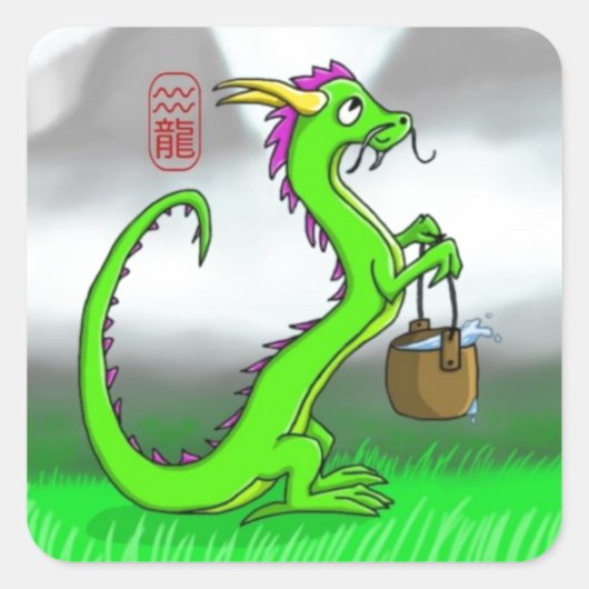 Waterman/draak Vierkante Sticker (Voorkant)