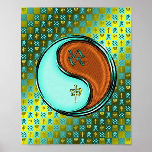 Waterman en houten aap poster (Voorkant)