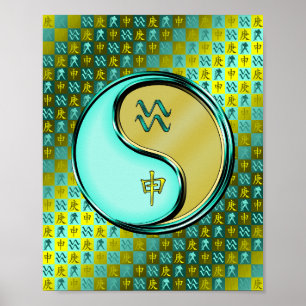 Waterman en metalen aap poster