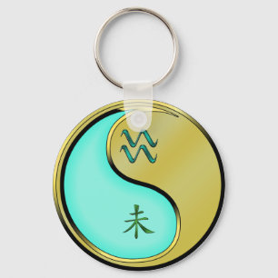 Waterman en metalen geit sleutelhanger