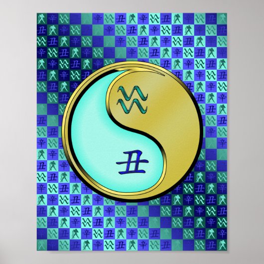 Waterman en metalen os poster (Voorkant)