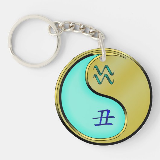 Waterman en metalen os sleutelhanger (Voorkant)