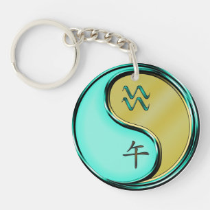 Waterman en metalen paard sleutelhanger