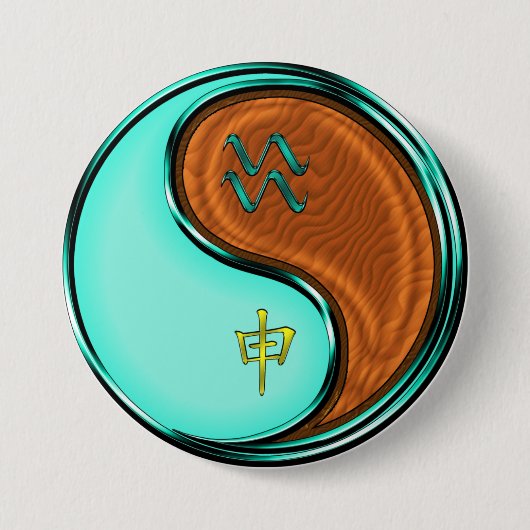 Waterman & Houten Aap Ronde Button 7,6 Cm (Voorkant)