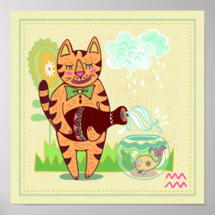 Waterman Kat Zodiac Kwekerij Print