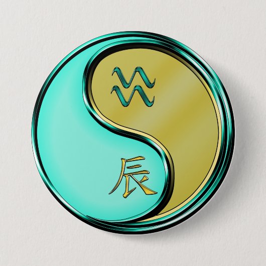 Waterman & Metalen Draak Ronde Button 7,6 Cm (Voorkant)