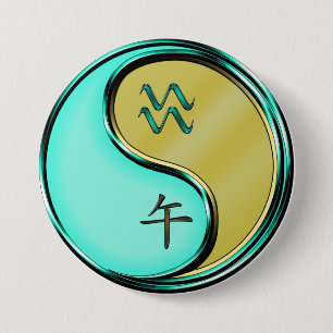 Waterman & Metalen Paard Ronde Button 7,6 Cm