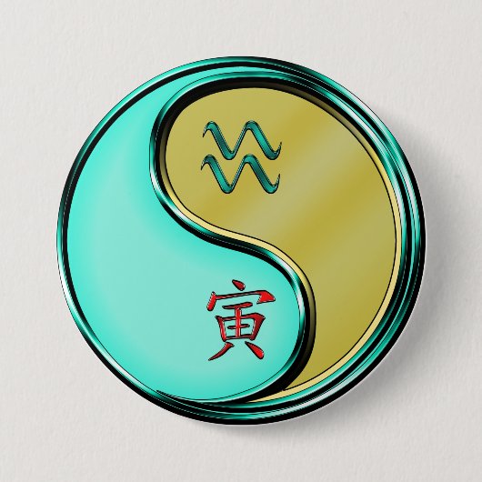 Waterman & Metalen Tijger Ronde Button 7,6 Cm (Voorkant)