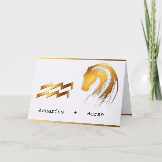 Waterman Paard Chinees Western Astrologie Verjaard Kaart (Voorkant)