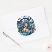 Waterman Schoonheid Vrouw Astrologie Ronde Sticker (Envelop)