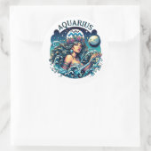Waterman Schoonheid Vrouw Astrologie Ronde Sticker (Tas)