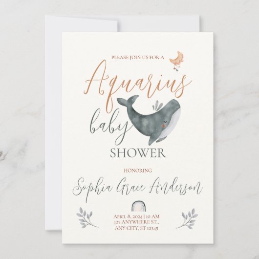 Waterman sterrenbeeld baby shower kaart (Voorkant)
