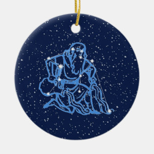 Waterman sterrenbeeld en sterrenbeeld met sterren keramisch ornament
