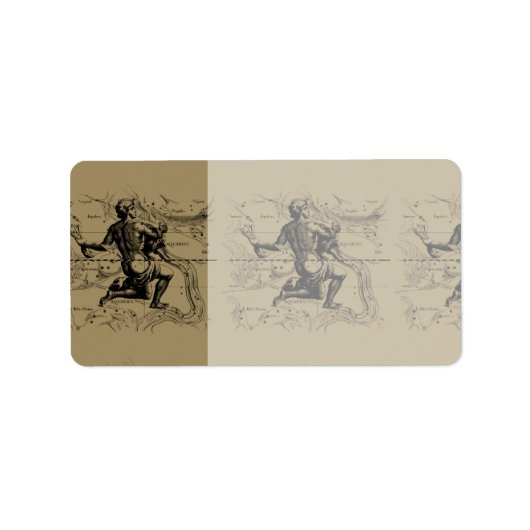 Waterman Sterrenbeeld Kaart Hevelius 1690 op Taupe Etiket (Voorkant)