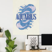  Waterman sterrenbeeld met Abstracte golven Poster (Thuiskantoor)