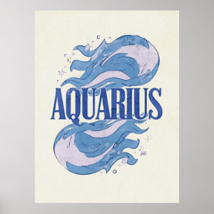 Waterman sterrenbeeld met Abstracte golven Poster
