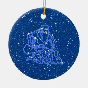 Waterman Sterrenbeeld met sterren op diepblauwe Ce Keramisch Ornament