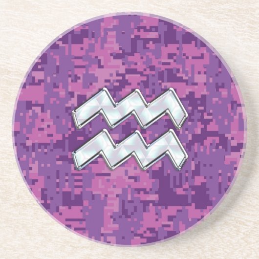 Waterman Sterrenbeeld op Roze Digitale Camouflage Zandsteen Onderzetter (Voorkant)