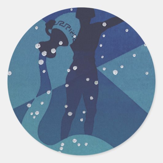 Waterman sterrenbeeld, Vintage Zodiac Astrologie Ronde Sticker (Voorkant)