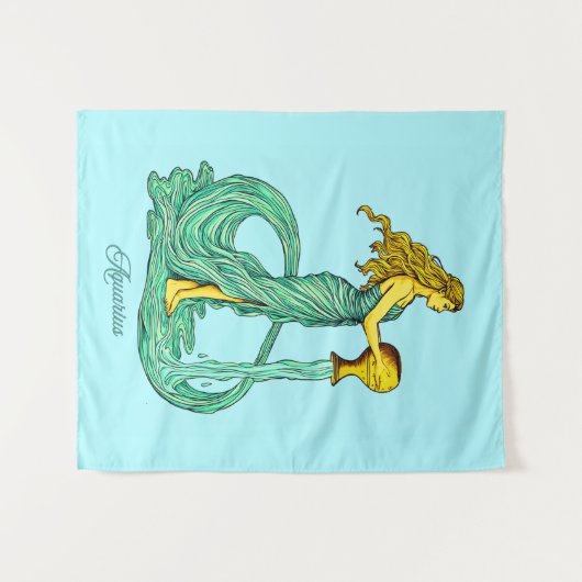 Waterman sterrenbeeld, vrouw met stromend water wandkleed (Voorkant (horizontaal))